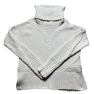 RACHEL ASHWELL Cotton Turtleneck Sweater white women size M